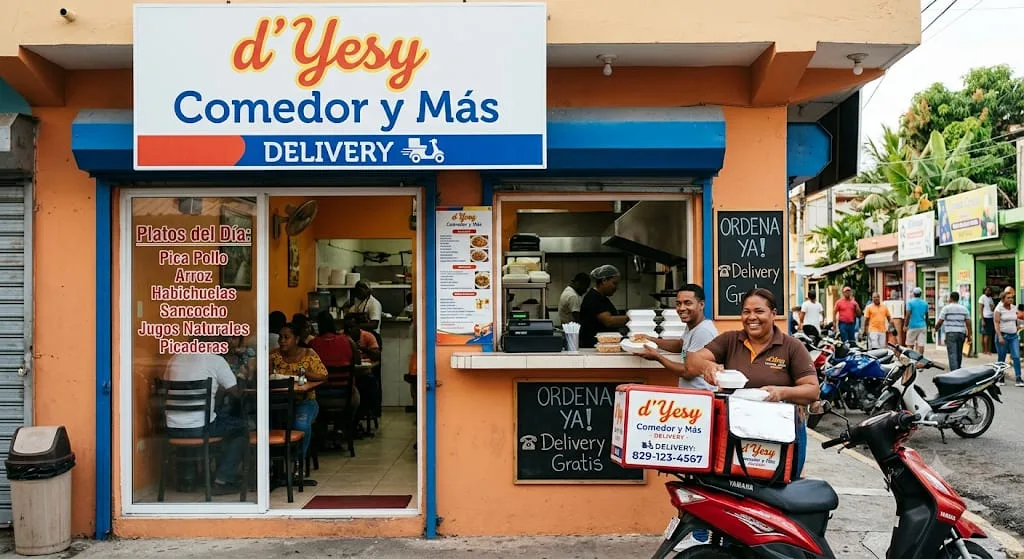 d'Yesy Comedor y Más — Variante de fachada, creado por una participante del taller con IA