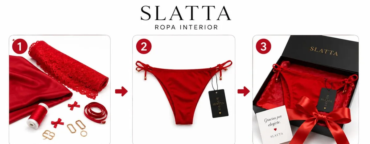 SLATTA — Del material al empaque, en tres pasos, creado por una participante del taller con IA